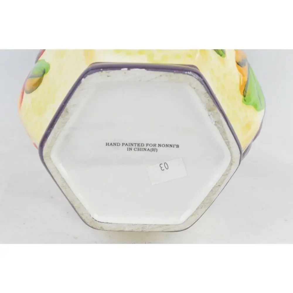 Nonni's Biscotti Ceramic Cookie Jar Hand Painted Fruit Canister Purple